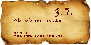Zákány Tivadar névjegykártya