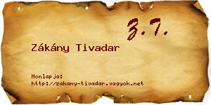 Zákány Tivadar névjegykártya